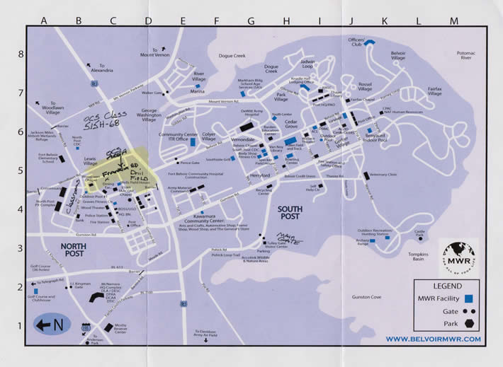 Map Of Fort Belvoir Odds & Ends | 1968 Us Army Combat Engineer Ocs Class Hotel 515